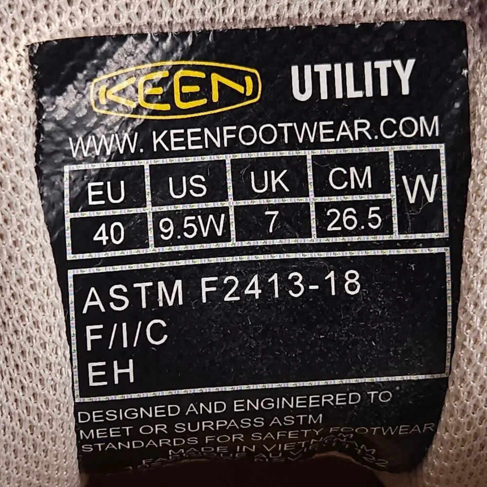 Keen Utility Outdoor Lace Up Steel Toe Shoe Womens Size 9.5 F2413-18 White Safet